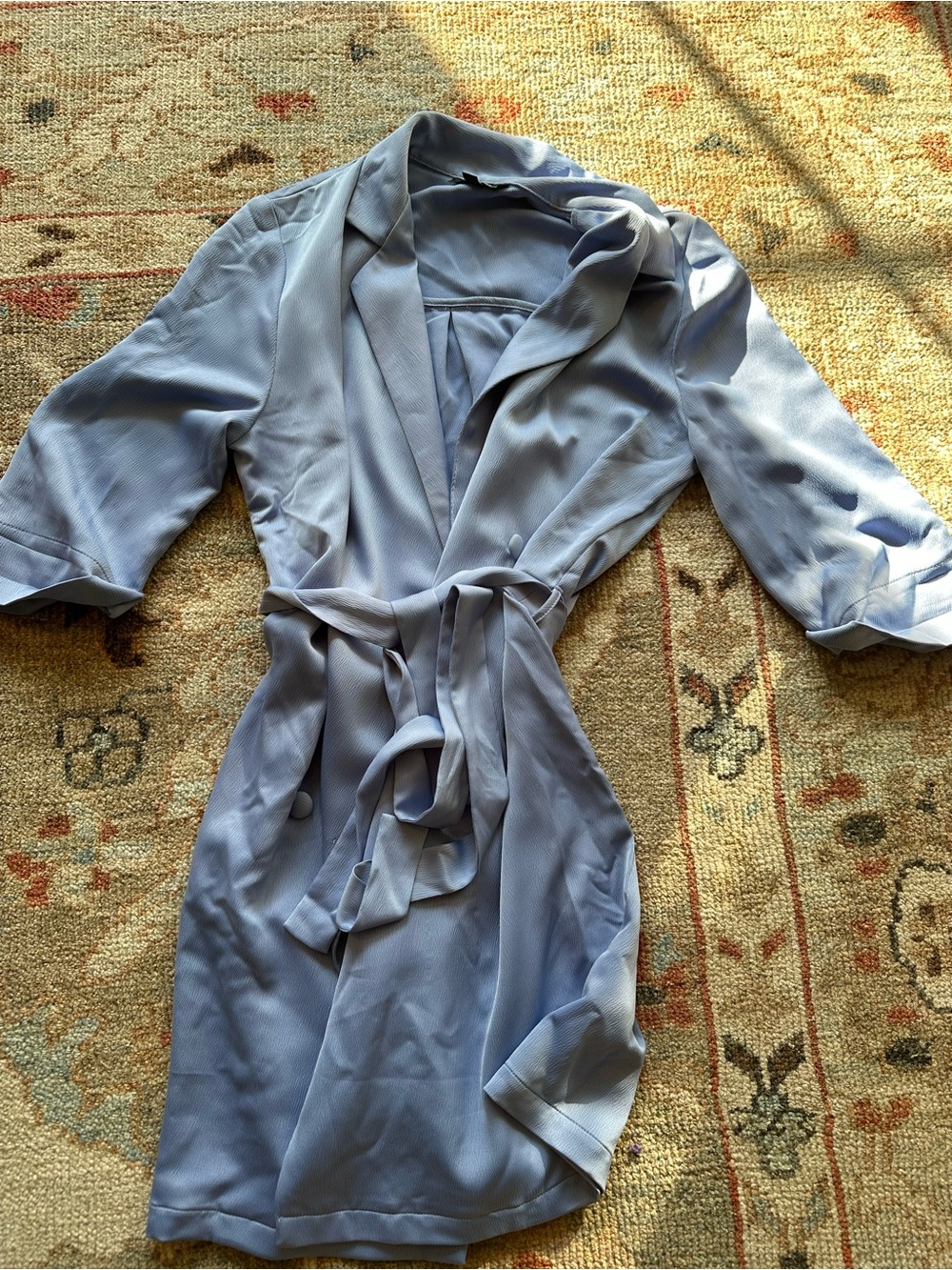 Topshop Light Blue Satin Robe | Size 4 | Tie-Waist